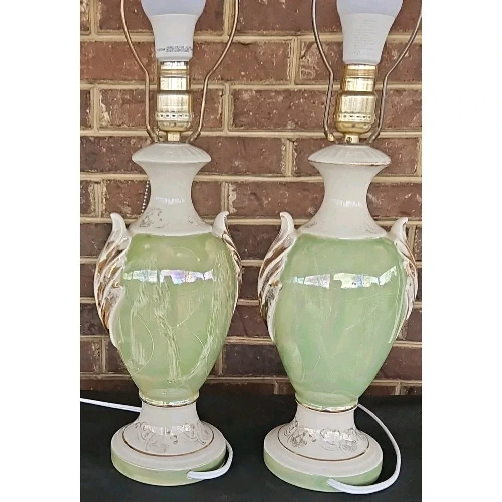 Set Of Vintage Martha and George Washington Table‎ Lamp Bases, Gilded Colonial